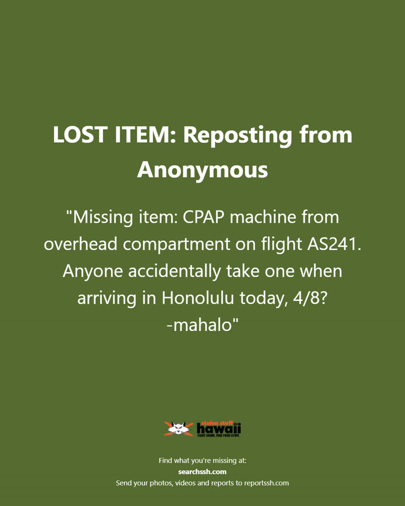 LOST ITEM - Oahu | SSH Search