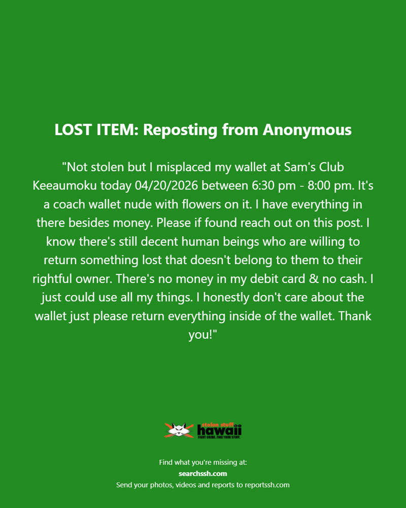 LOST ITEM - Oahu | SSH Search