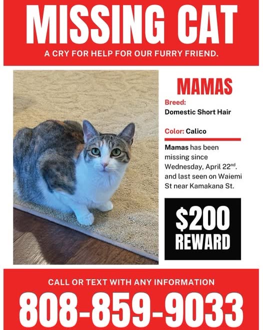 LOST PET - Oahu | SSH Search