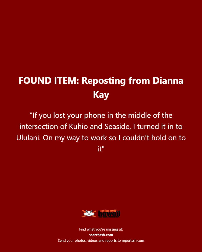 FOUND ITEM - Oahu | SSH Search