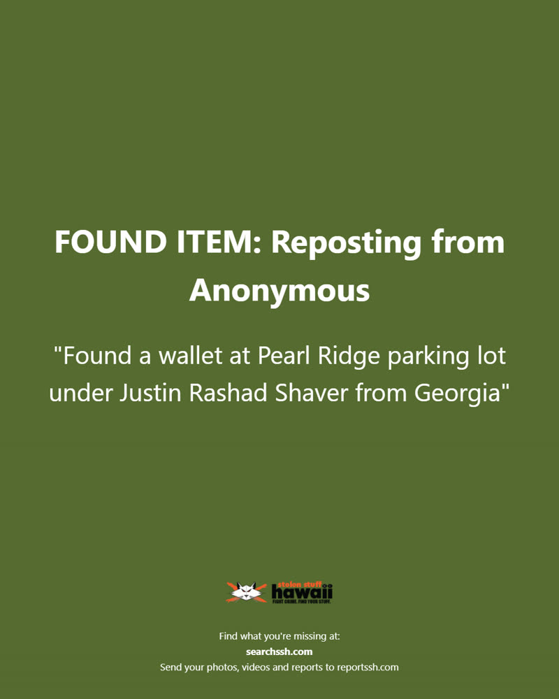 FOUND ITEM - Oahu | SSH Search