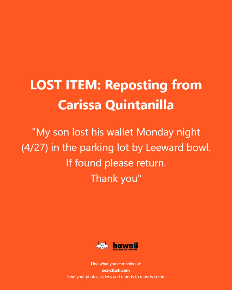 LOST ITEM - Oahu | SSH Search