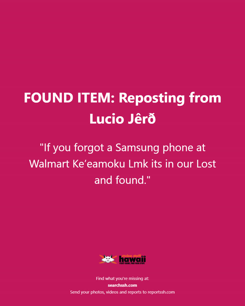 FOUND ITEM - Oahu | SSH Search
