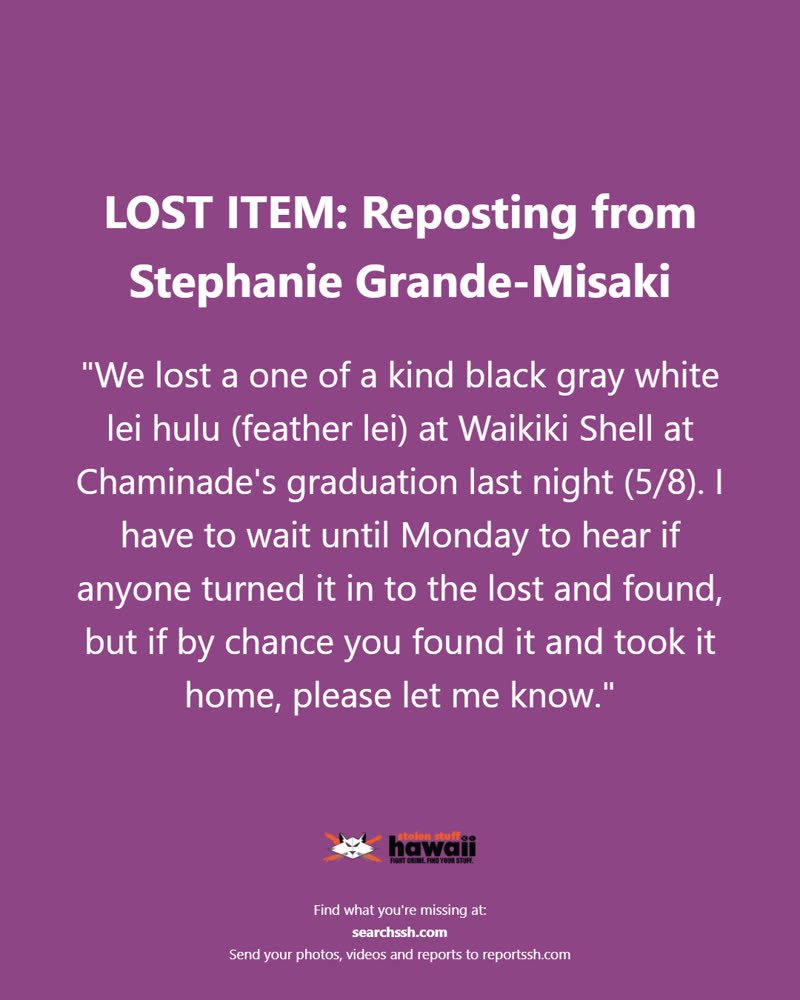 LOST ITEM - Oahu | SSH Search