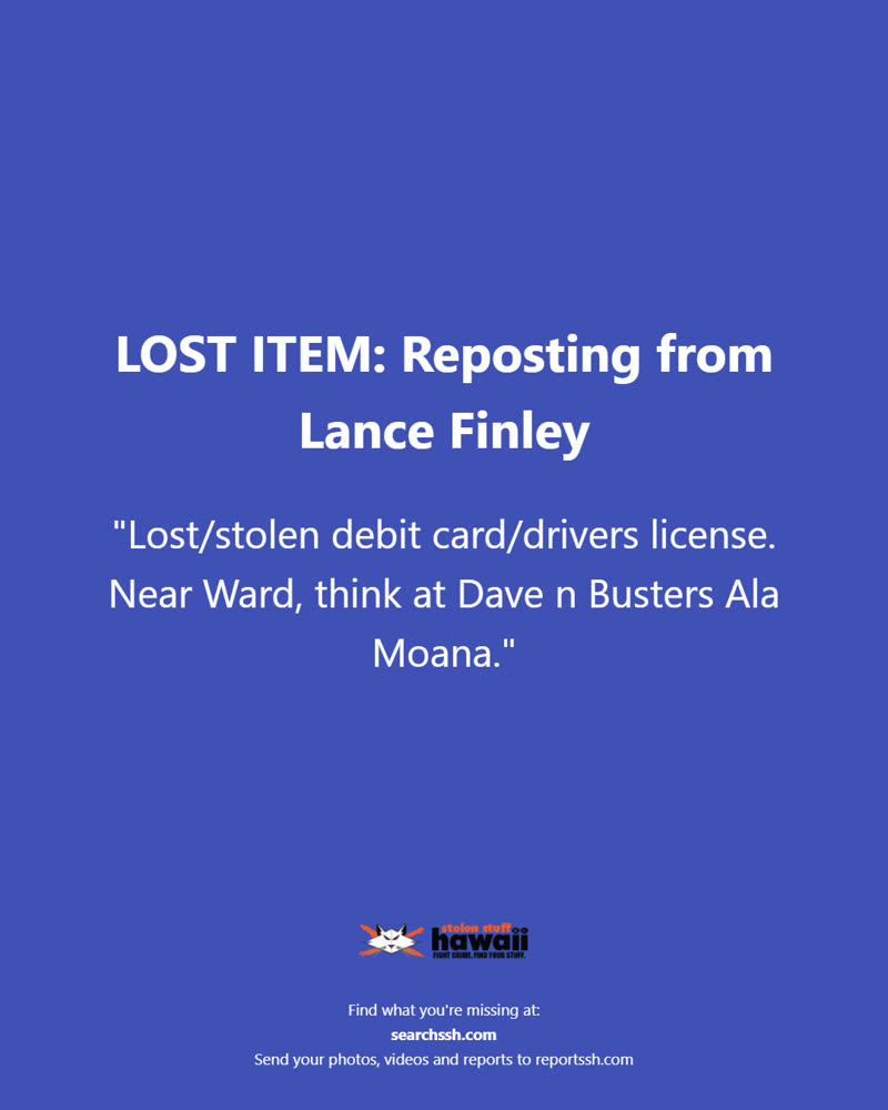 LOST ITEM - Oahu | SSH Search