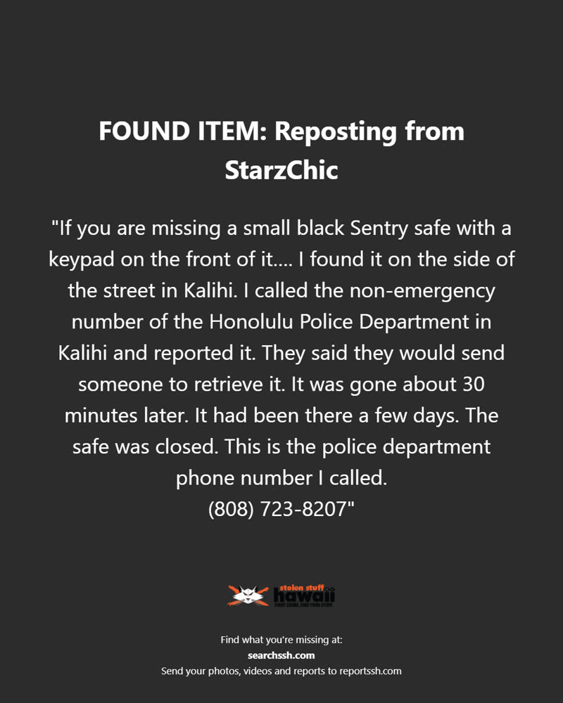 FOUND ITEM - Oahu | SSH Search