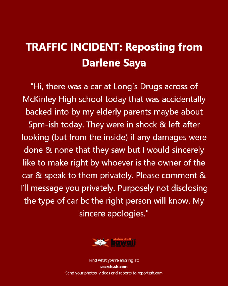 TRAFFIC INCIDENT - Oahu | SSH Search