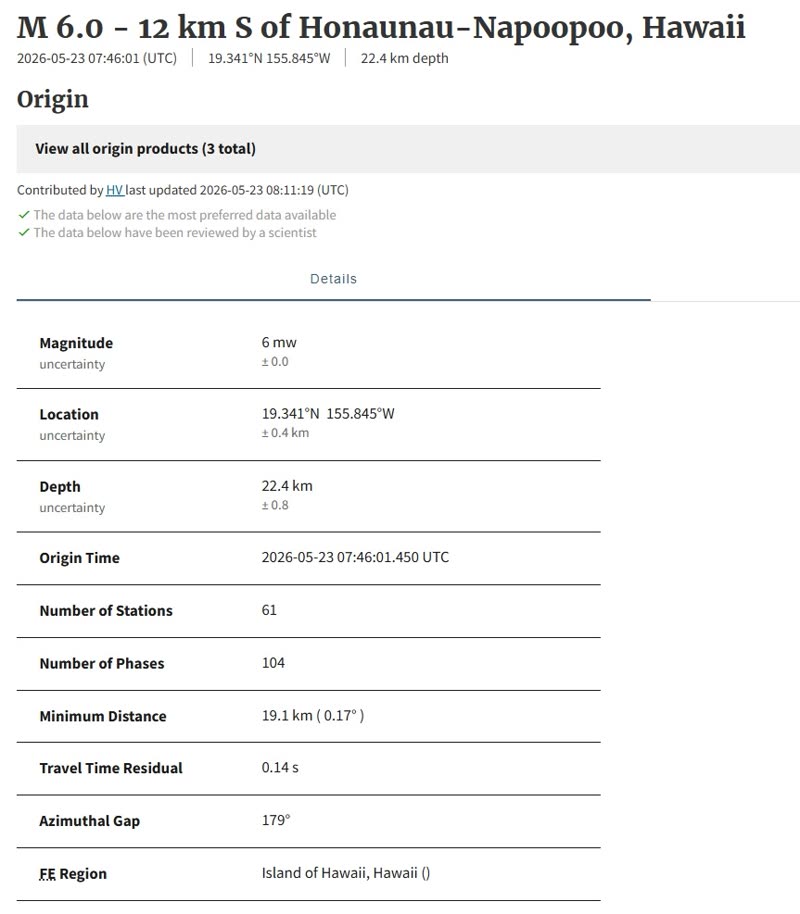 EARTHQUAKE - Oahu | SSH Search