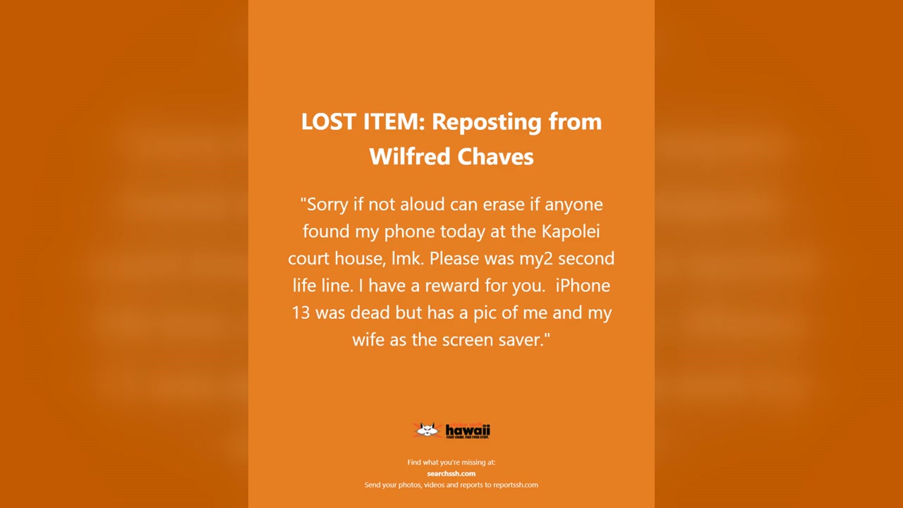 LOST ITEM - Oahu | Stolen Stuff Hawaii