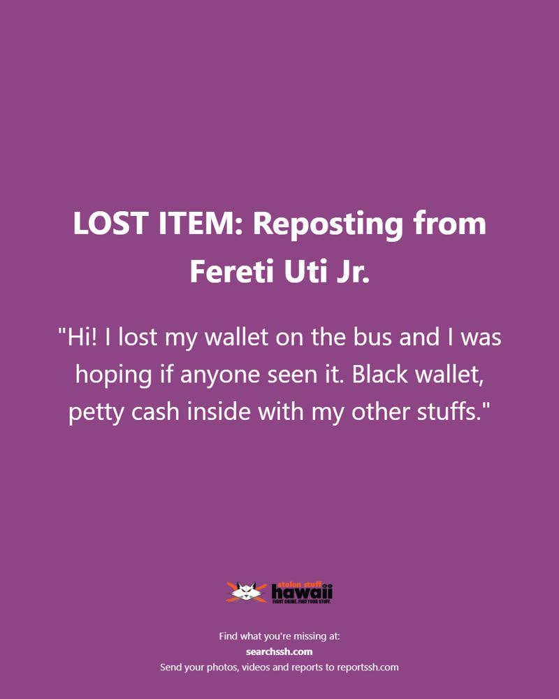 LOST ITEM - Oahu | SSH Search