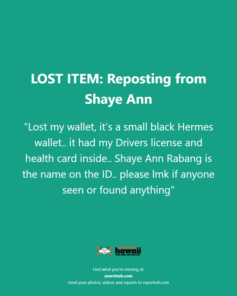 LOST ITEM - Oahu | SSH Search