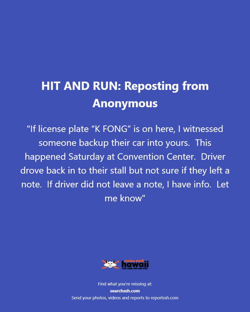 HIT AND RUN - Oahu | SSH Search