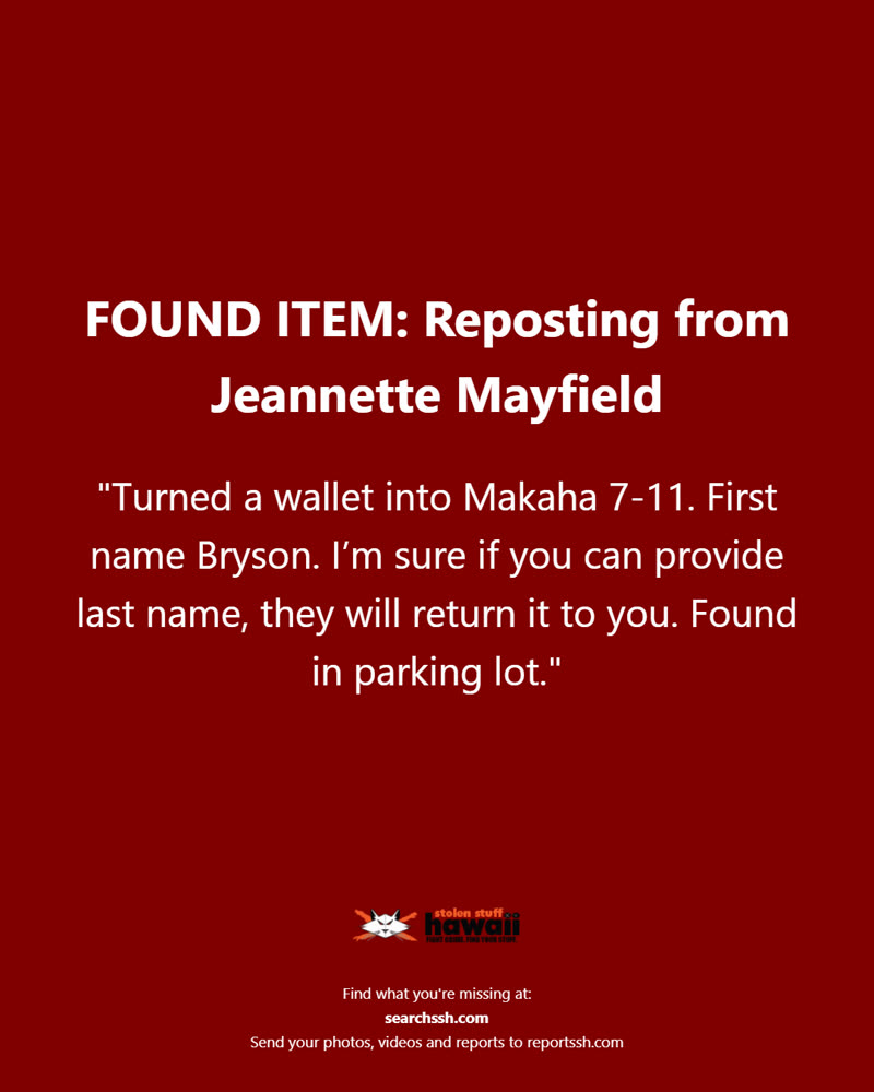 FOUND ITEM - Oahu | SSH Search