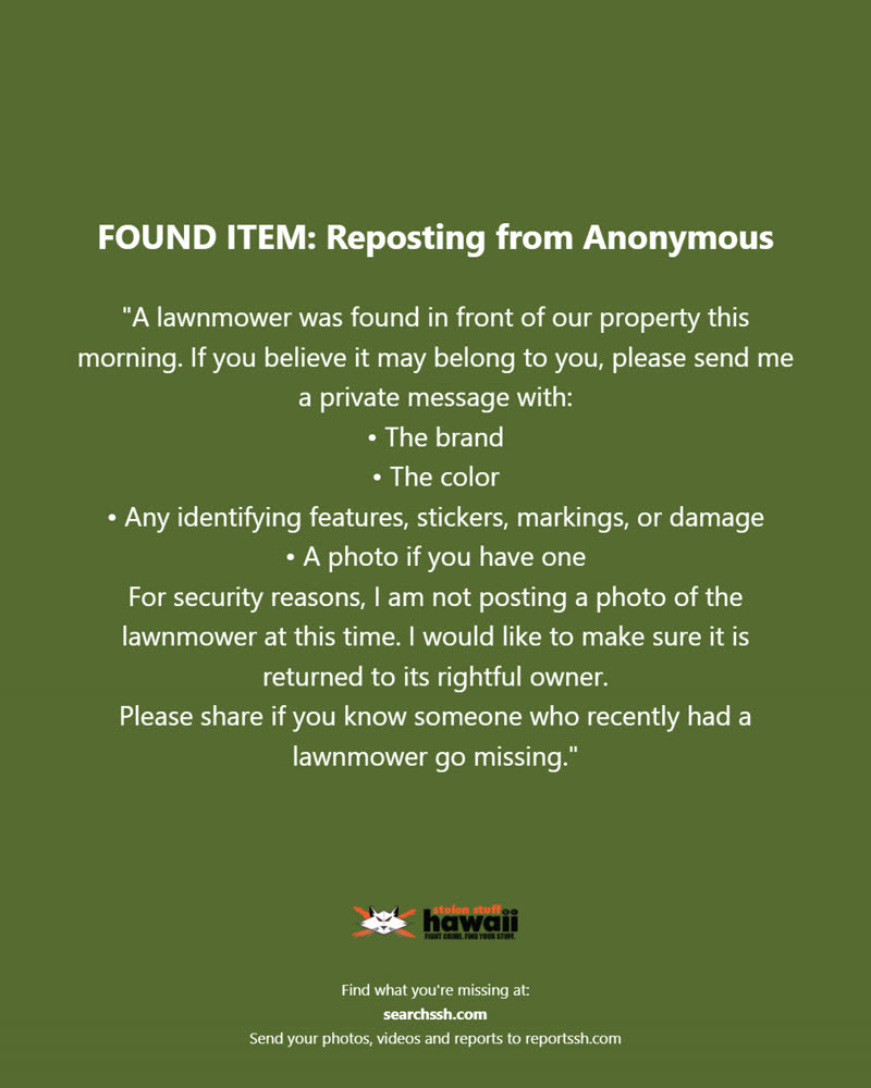 FOUND ITEM - Oahu | SSH Search