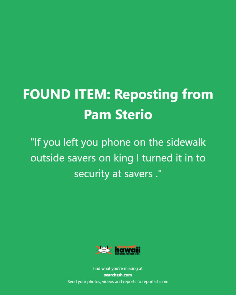FOUND ITEM - Oahu | SSH Search