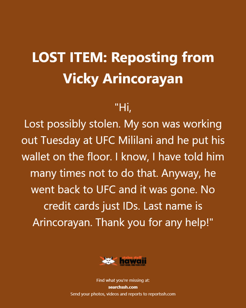LOST ITEM - Oahu | SSH Search