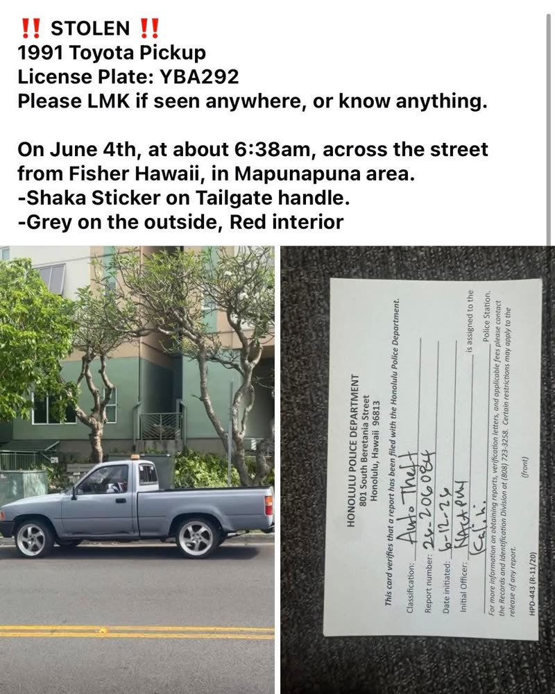 VEHICLE THEFT - Oahu | SSH Search