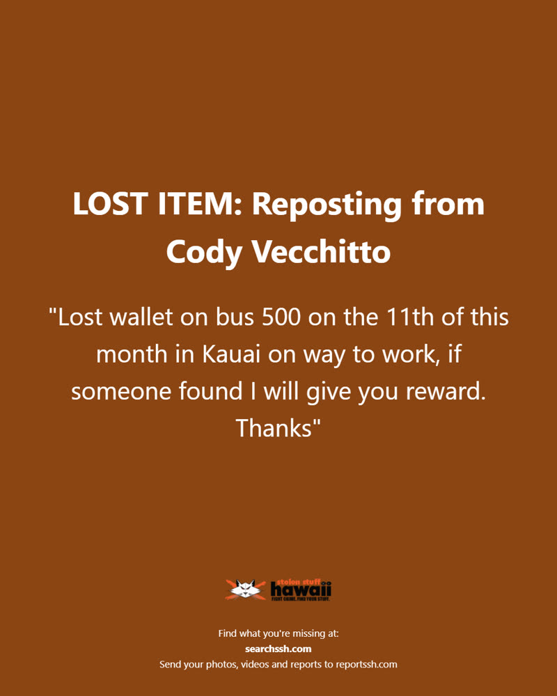 LOST ITEM - Oahu | SSH Search