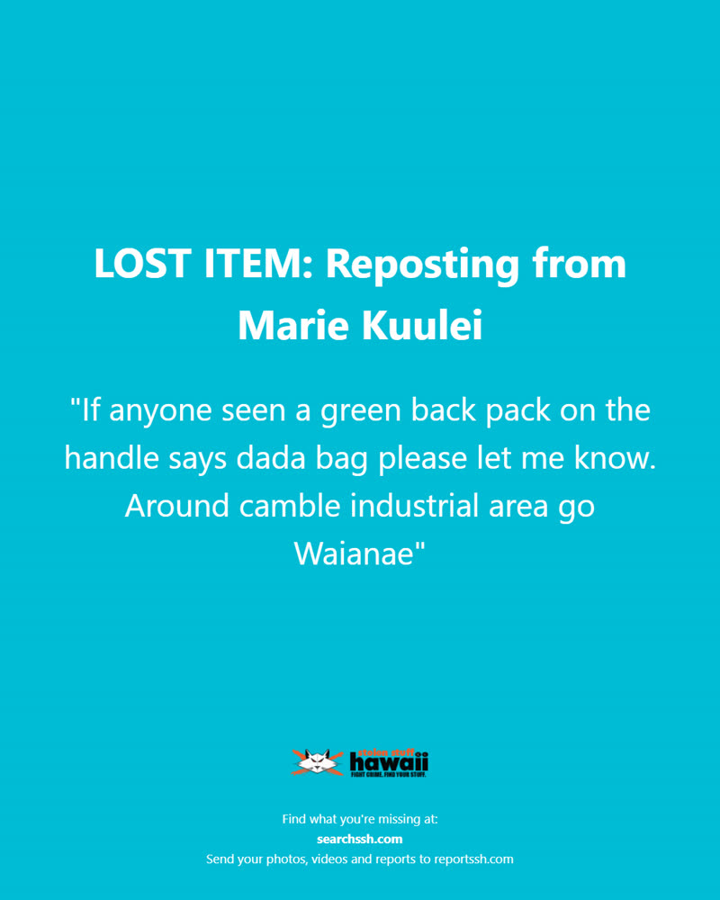 LOST ITEM - Oahu | SSH Search
