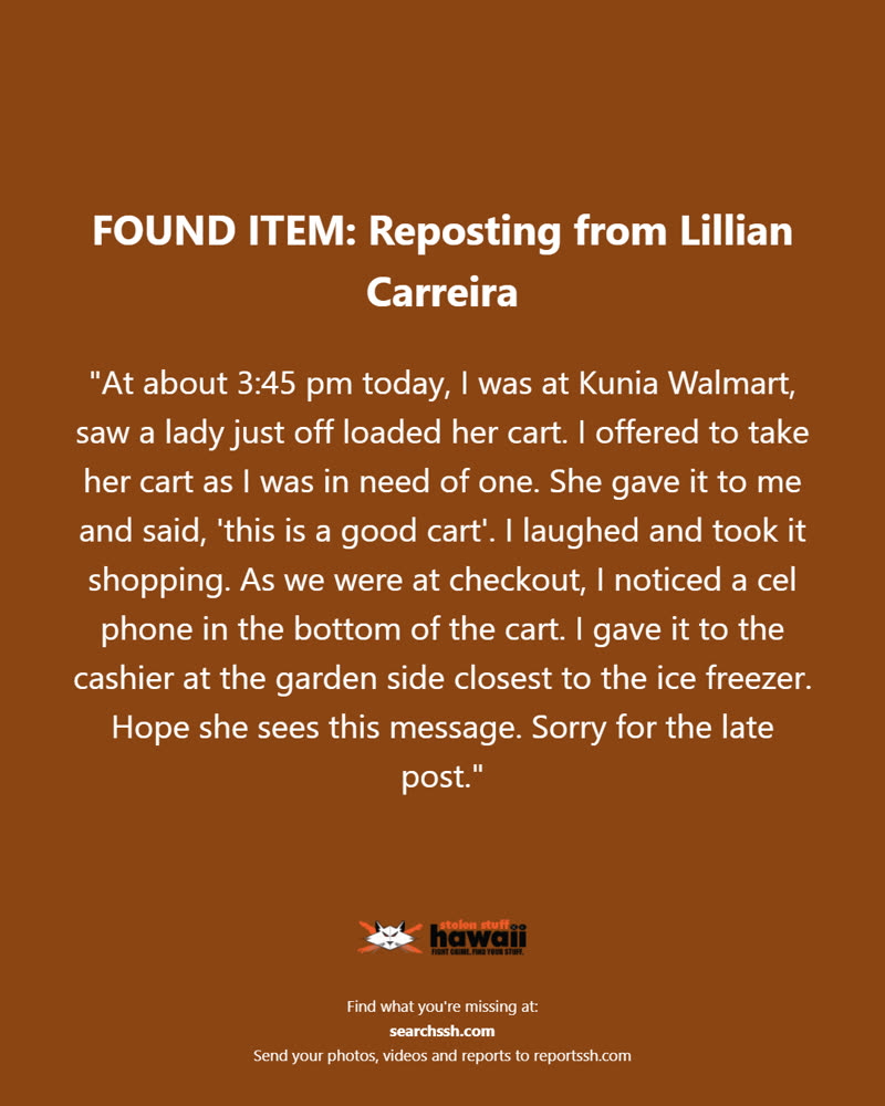 FOUND ITEM - Oahu | SSH Search
