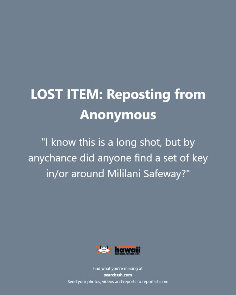 LOST ITEM - Oahu | SSH Search