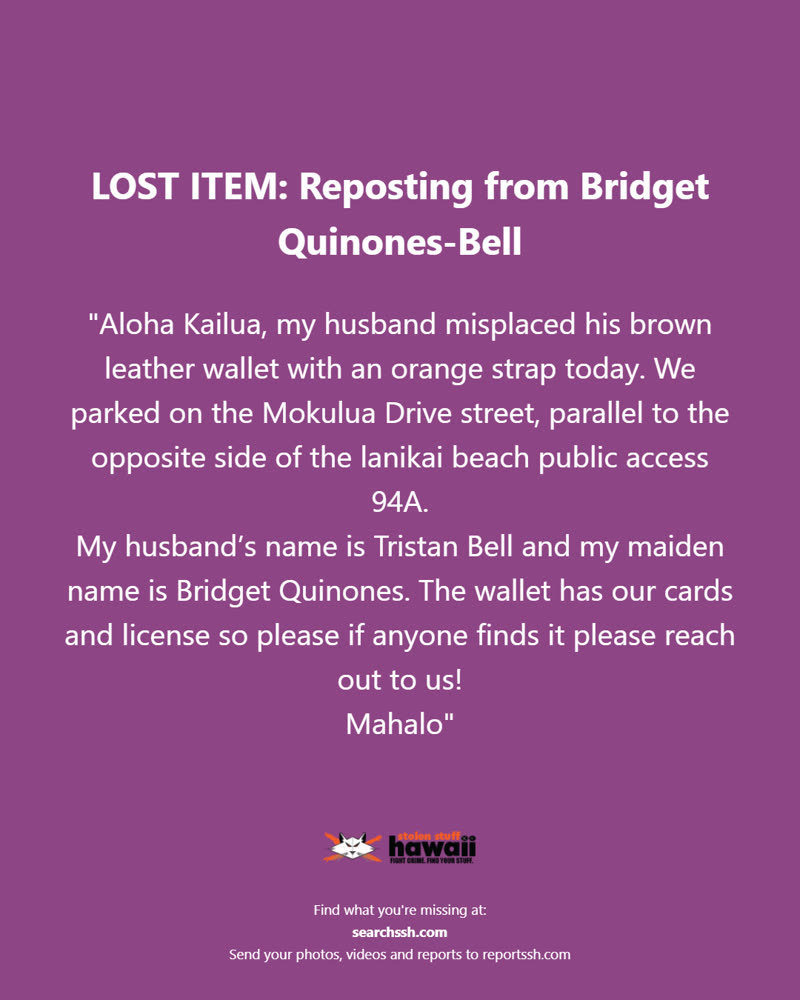LOST ITEM - Oahu | SSH Search