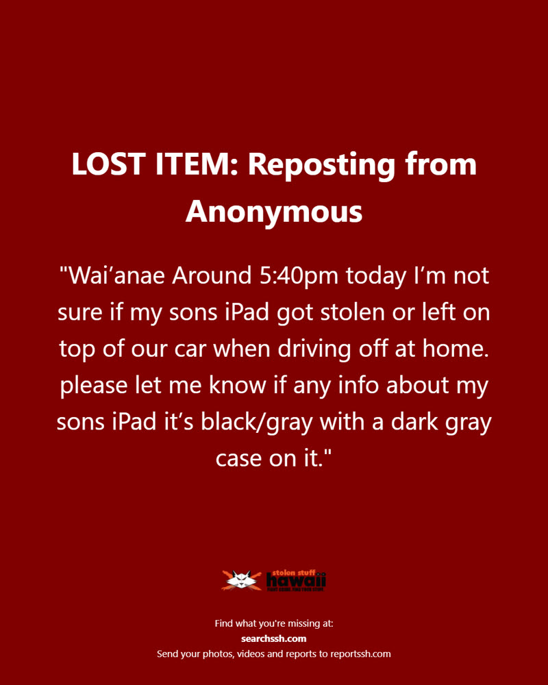 LOST ITEM - Oahu | SSH Search