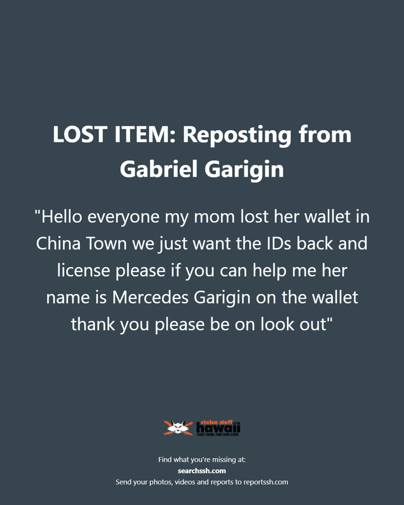 LOST ITEM - Oahu | SSH Search