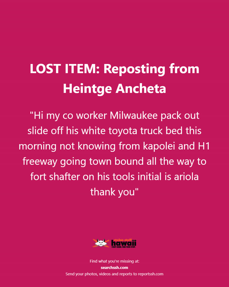 LOST ITEM - Oahu | SSH Search
