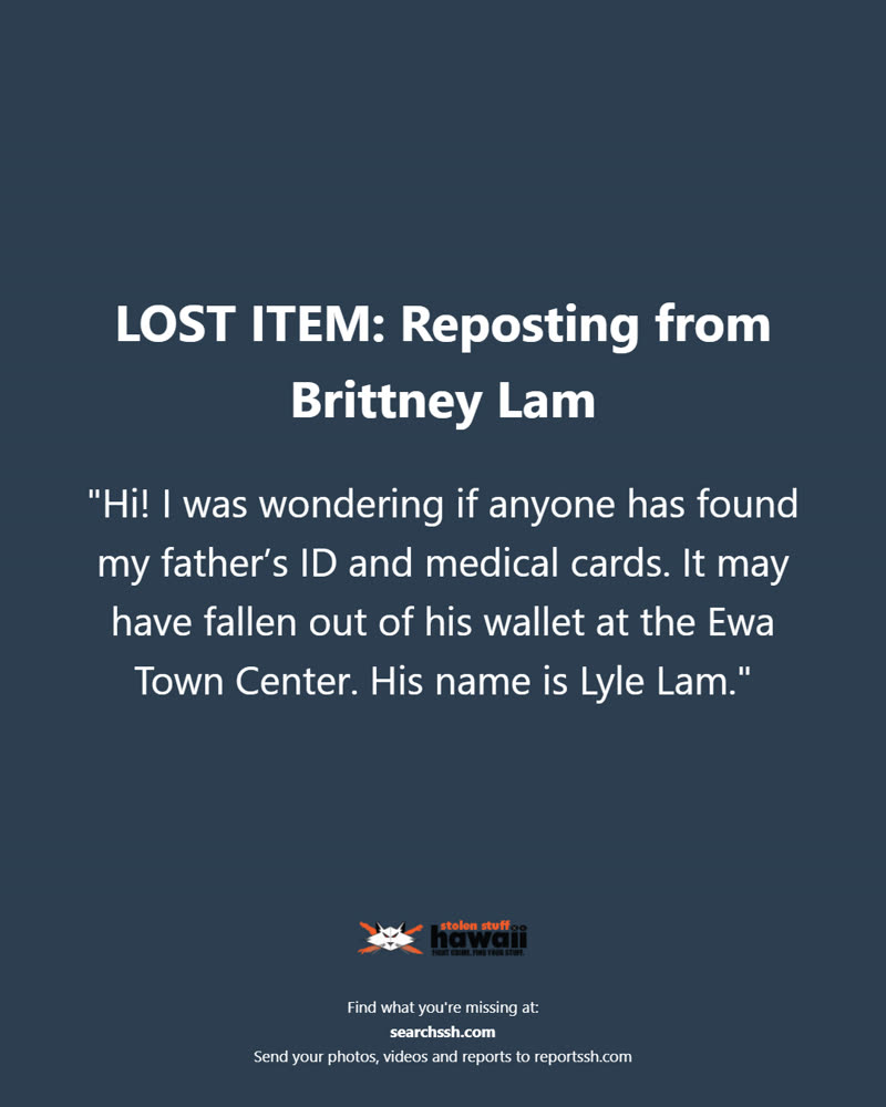 LOST ITEM - Oahu | SSH Search