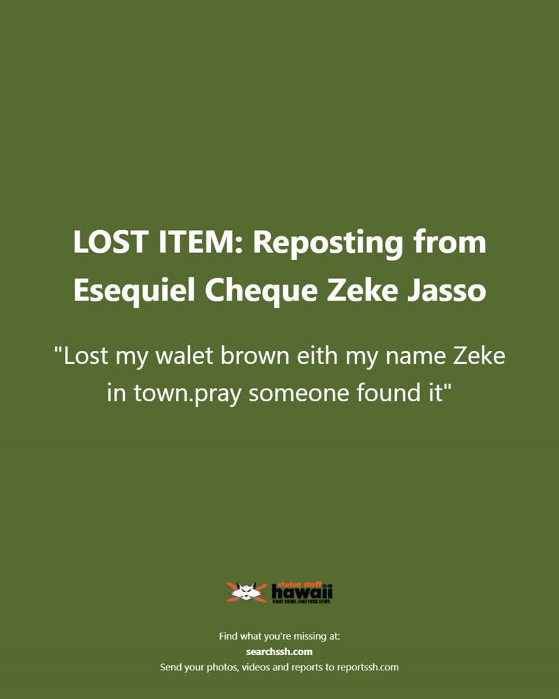 LOST ITEM - Oahu | SSH Search