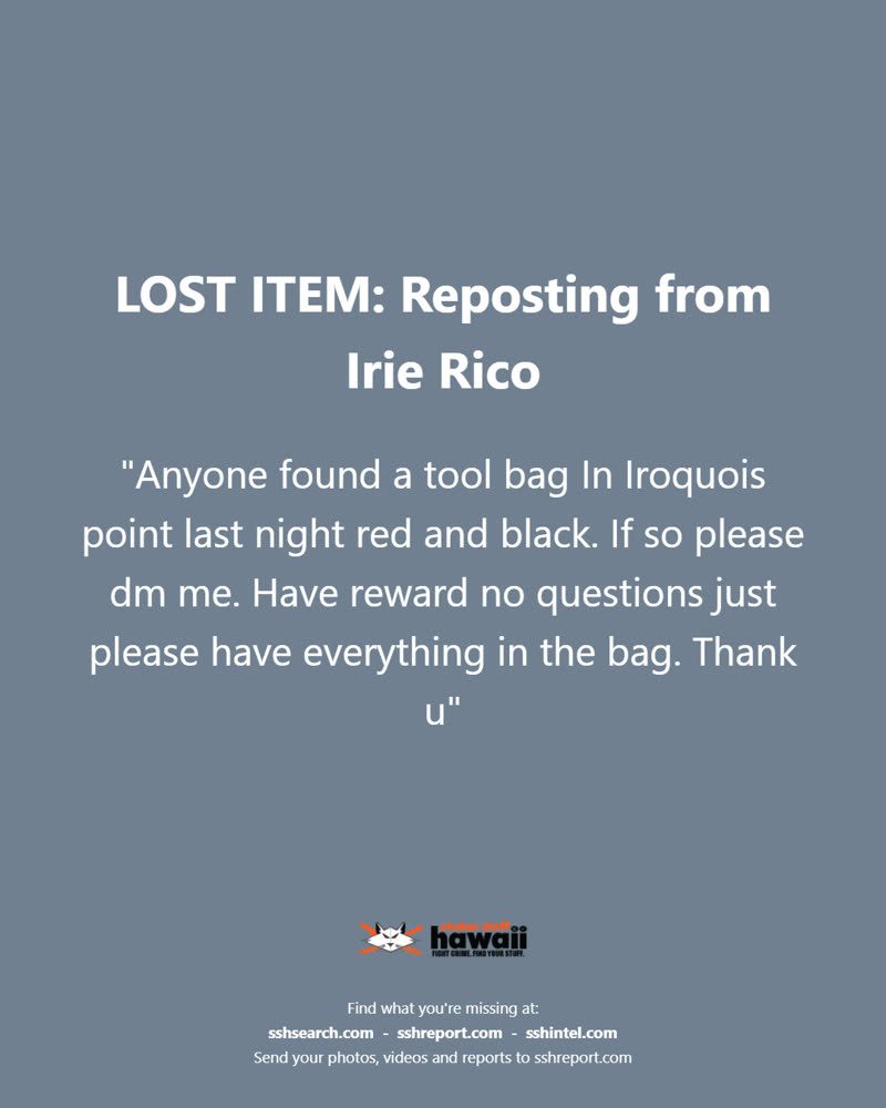 LOST ITEM - Oahu | SSH Search