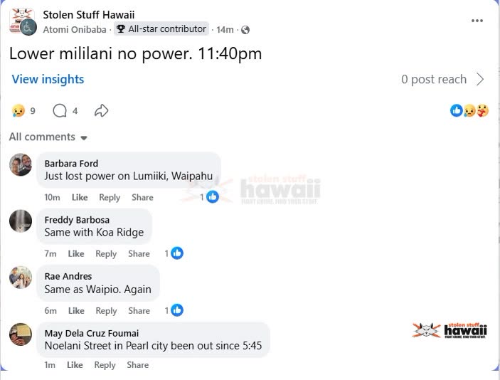 POWER OUTAGE - Oahu | SSH Search