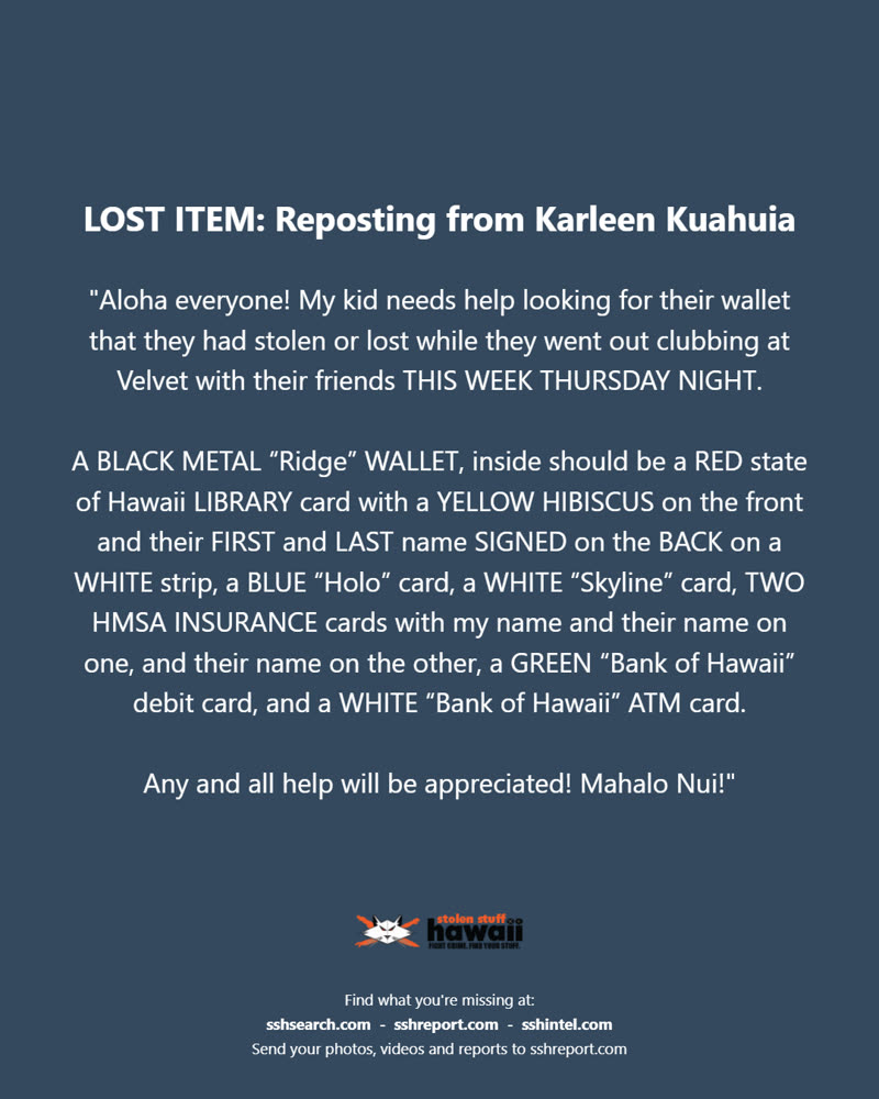 LOST ITEM - Velvet Nightclub | SSH Search