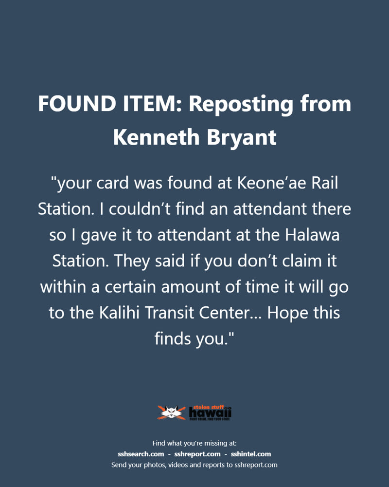 FOUND ITEM - Oahu | SSH Search