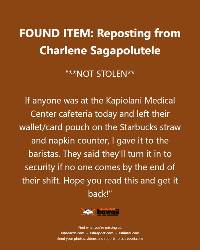 FOUND ITEM - Oahu | SSH Search