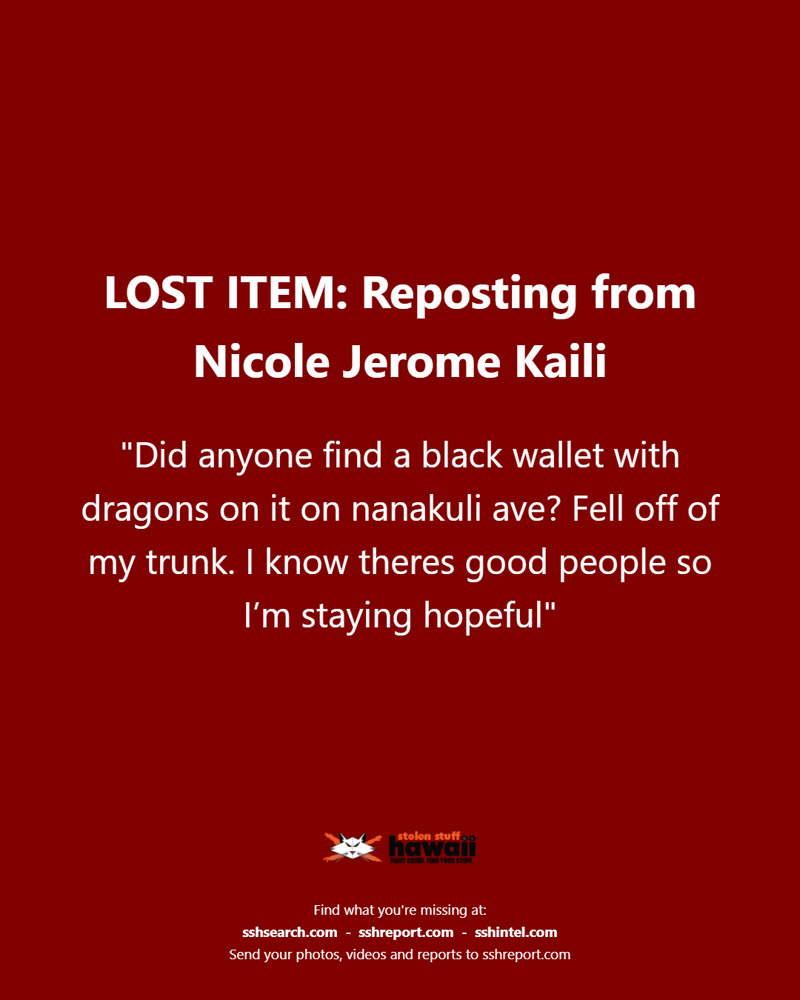 LOST ITEM - Oahu | SSH Search