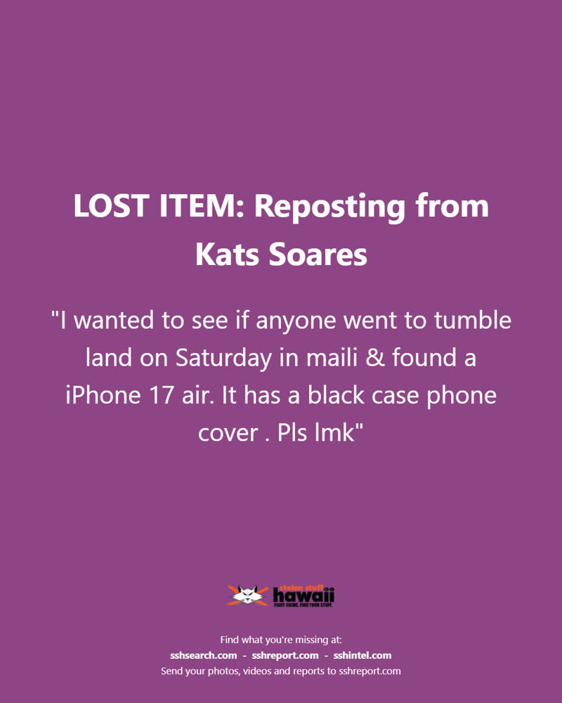 LOST ITEM - Oahu | SSH Search
