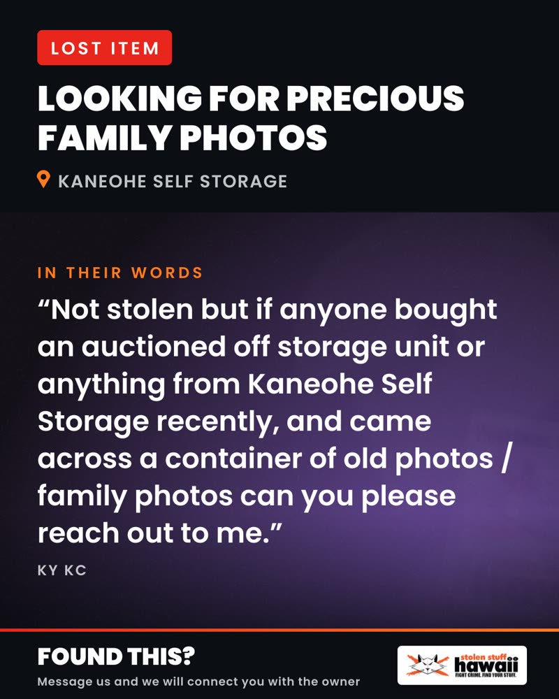 LOST ITEM - Kaneohe Self Storage | SSH Search
