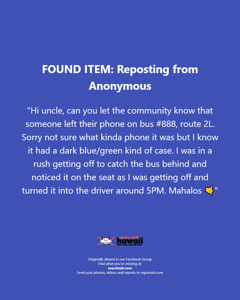 FOUND ITEM - Oahu | SSH Search