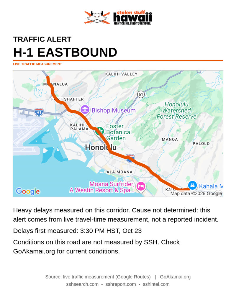 TRAFFIC INCIDENT - H1E Moanalua-Kahala | SSH Search