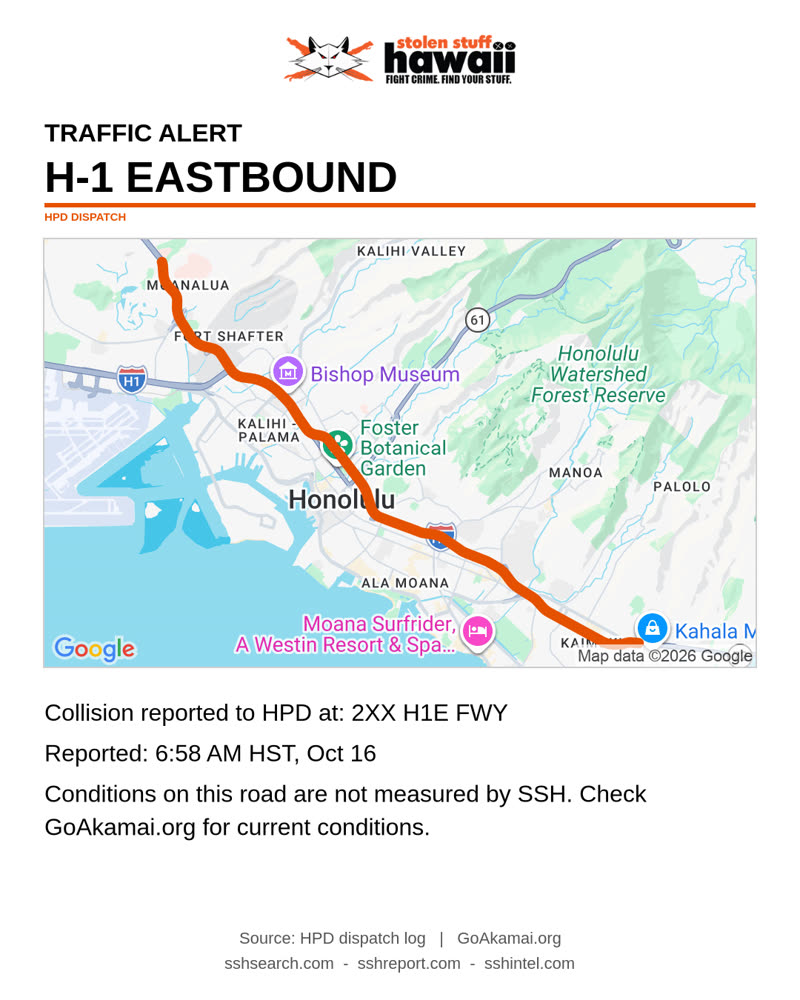 TRAFFIC INCIDENT - 2XX H1E FWY | SSH Search
