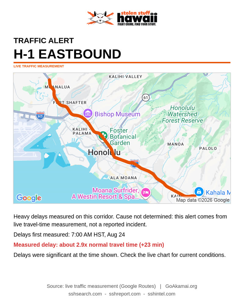 TRAFFIC INCIDENT - H1E Moanalua-Kahala | SSH Search