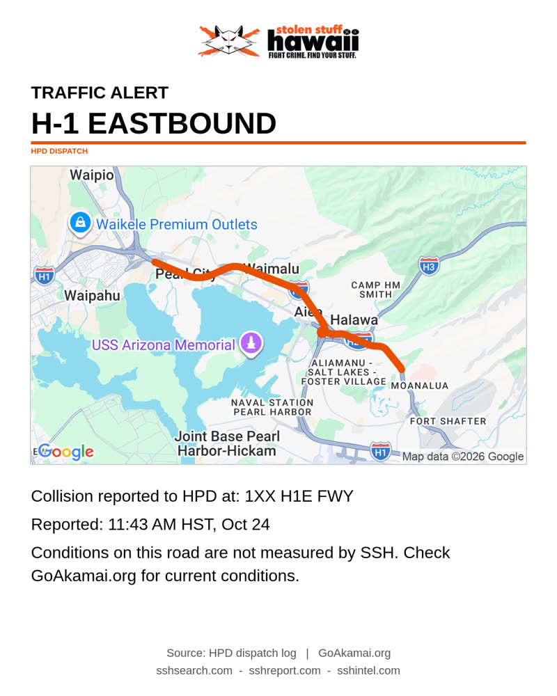 TRAFFIC INCIDENT - 1XX H1E FWY | SSH Search
