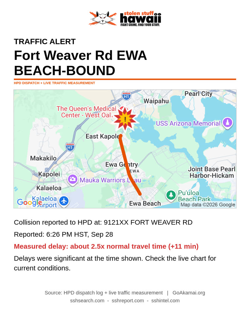 TRAFFIC INCIDENT - 9121XX FORT WEAVER RD | SSH Search