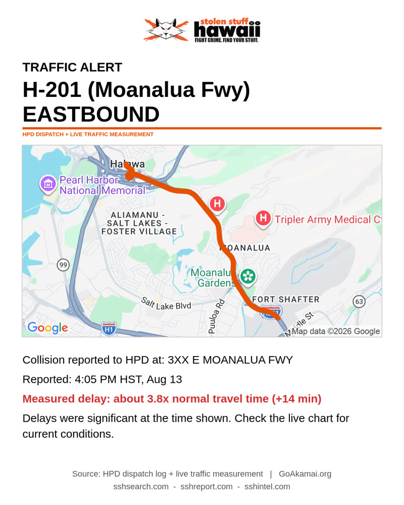 TRAFFIC INCIDENT - 3XX E MOANALUA FWY | SSH Search