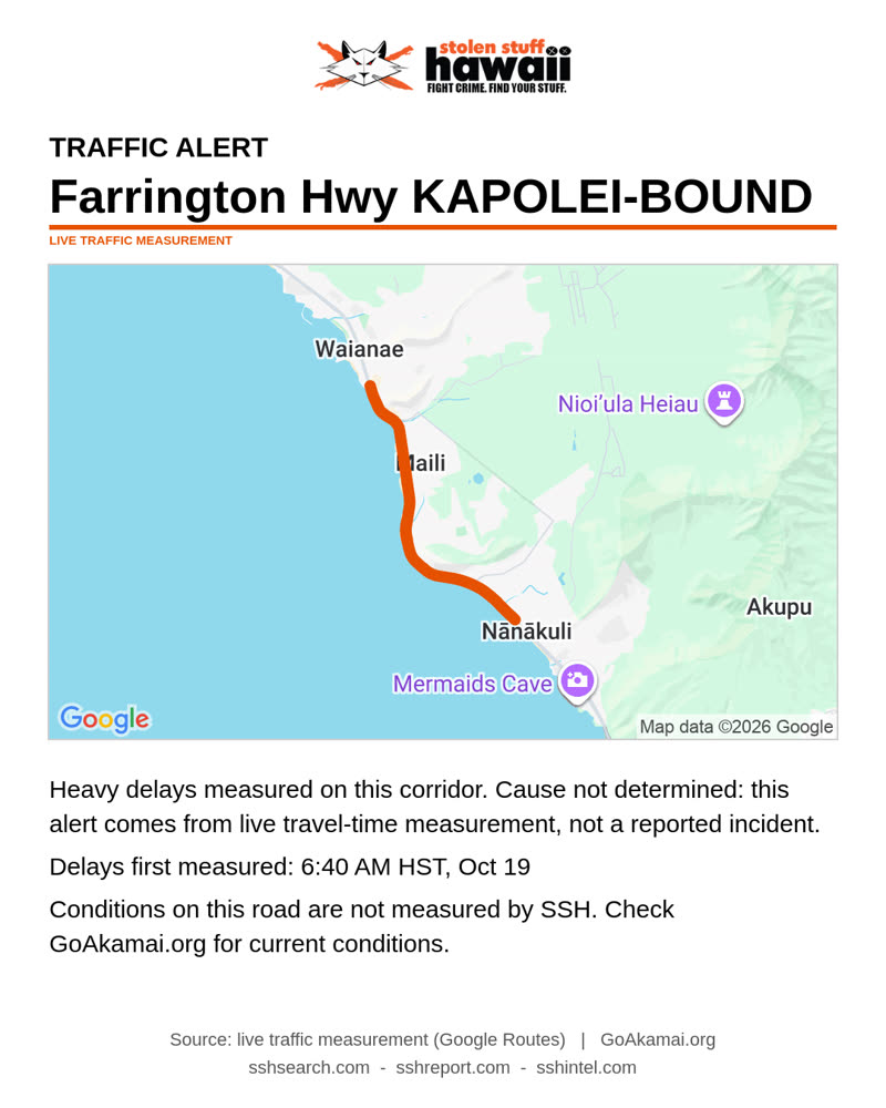 TRAFFIC INCIDENT - Farr Waianae-Nanakuli | SSH Search