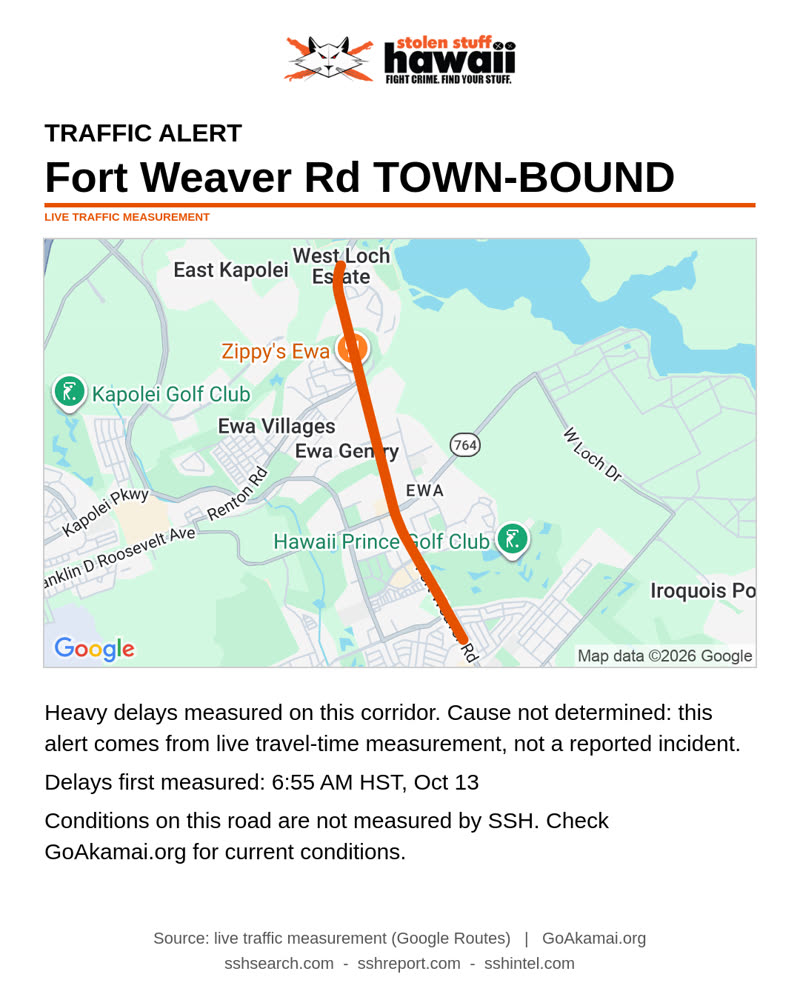 TRAFFIC INCIDENT - FtWeaver EwaBeach-WestLoch | SSH Search