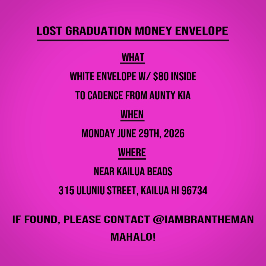 LOST ITEM - Unknown | Stolen Stuff Hawaii