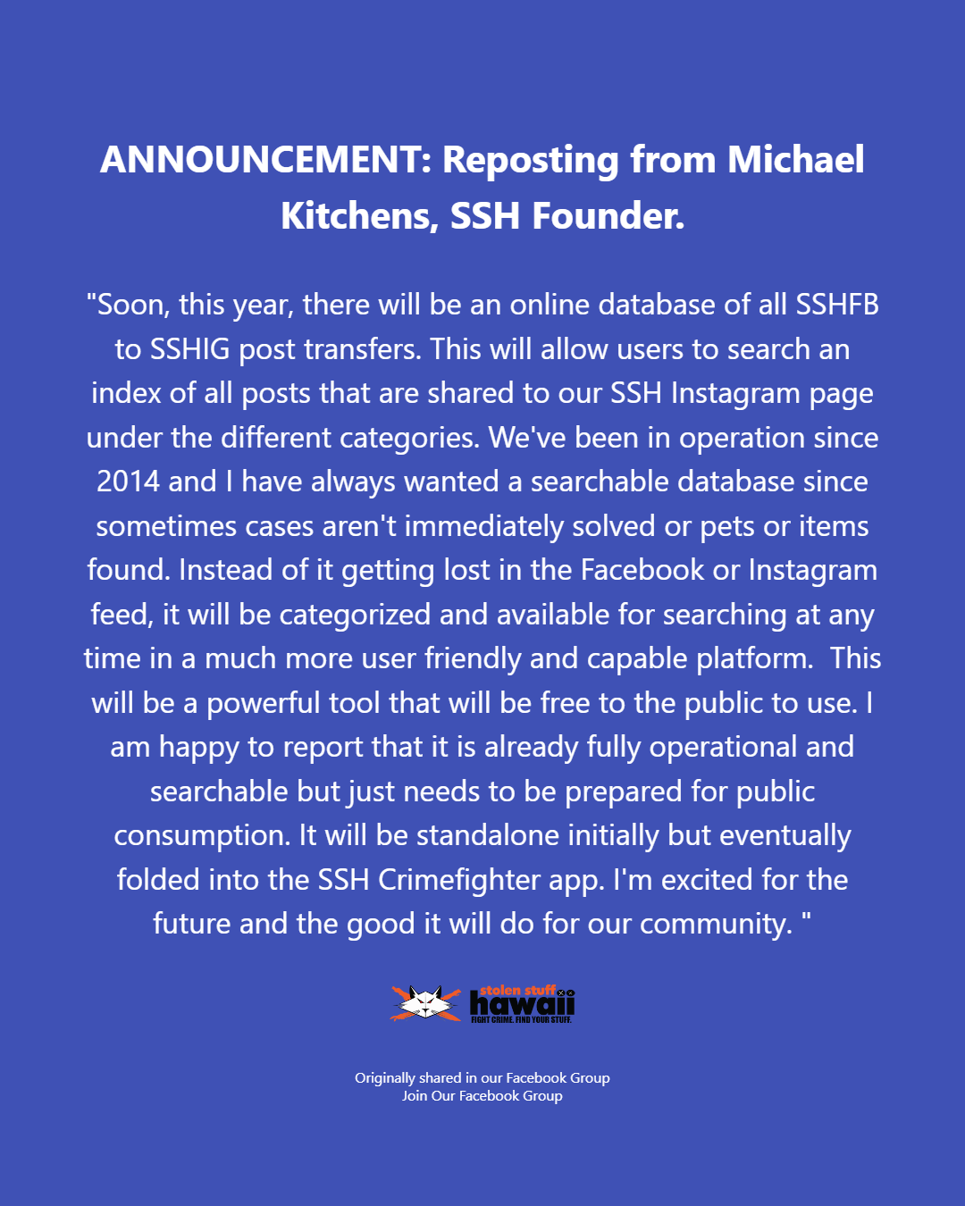 ANNOUNCEMENT - Oahu | Stolen Stuff Hawaii